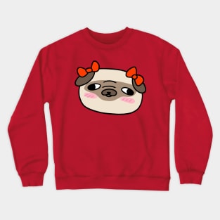 Pug Face with Red Bows Crewneck Sweatshirt